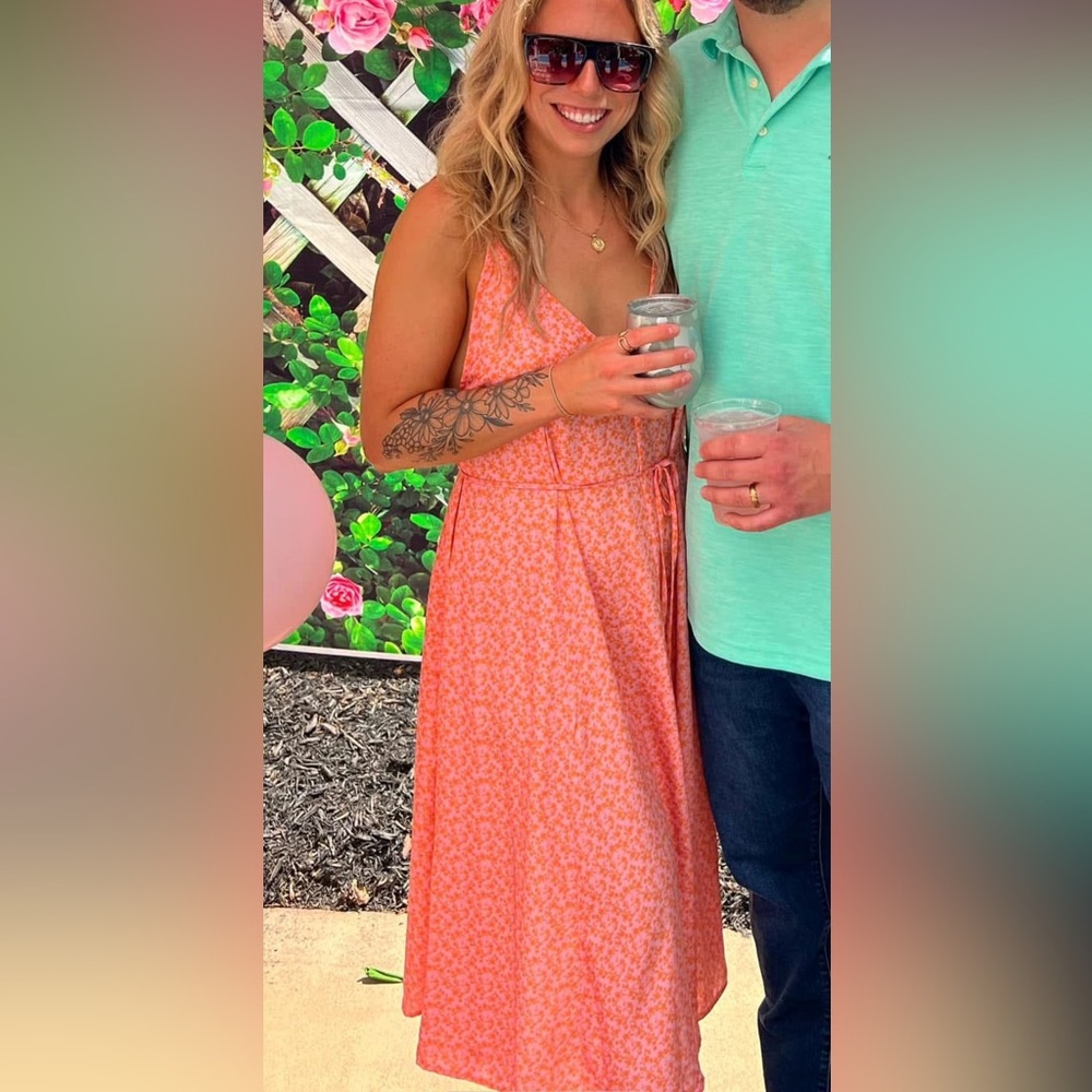 RESA Floral Peach and Pink Dress